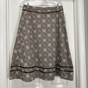 Linden Hill A-Line Skirt Brown Patterned Knee Length Career‎ Casual
